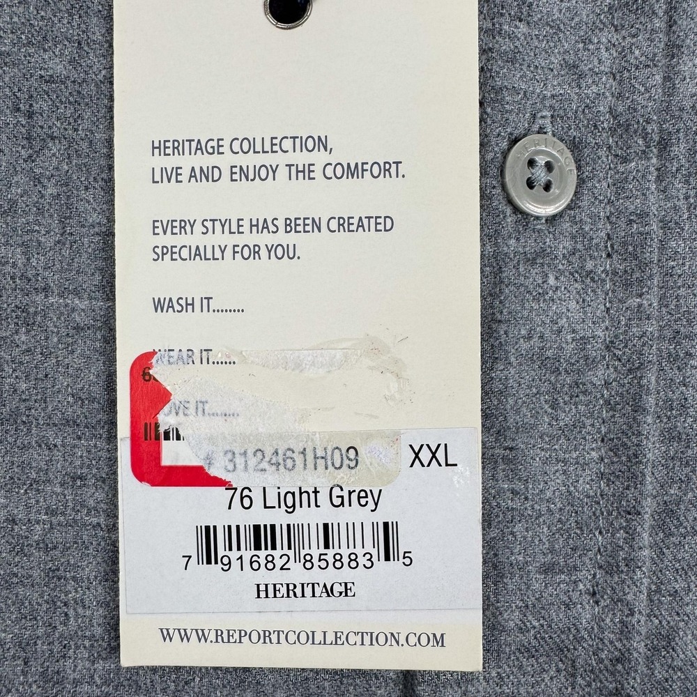 Heritage Report‎ Collection Mens 2XL Gray Soft Touch Flannel Slim Fit Shirt NEW - Picture 4 of 11